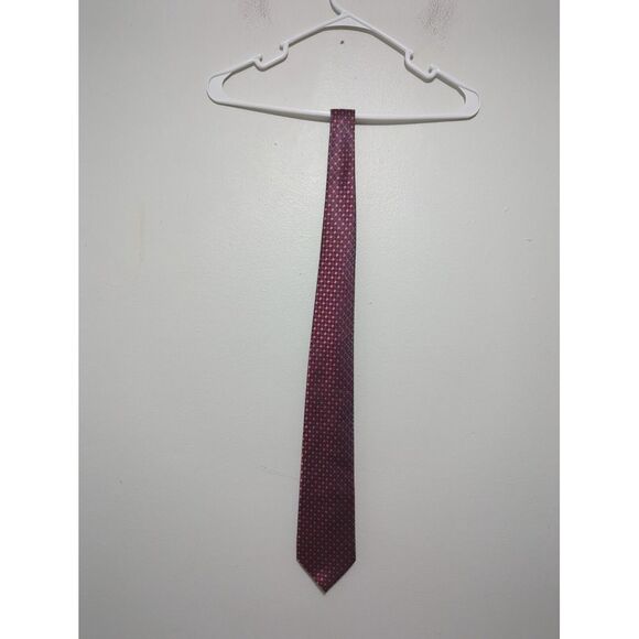 Pierre Cardin Necktie Polyester Red Diamond Geometric Pattern - Picture 1 of 7